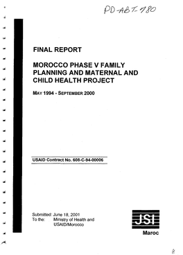 Final Report Morocco Phase V Family Planning and Maternal and Child