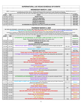 Supernatural Las Vegas Schedule of Events