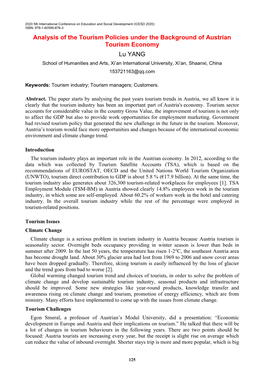 Analysis of the Tourism Policies Under the Background of Austrian