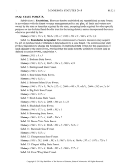1 Minnesota Statutes 2013 89.021 89.021 State Forests