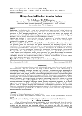 Histopathological Study of Vascular Lesions