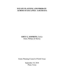 Estate Planning and Probate Across State Lines - Louisiana