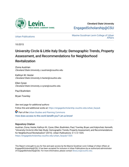 University Circle & Little Italy Study: Demographic Trends, Property