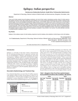 Epilepsy: Indian Perspective