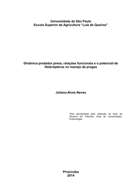 Dinâmica Predador Presa, Relações Funcionais E O Potencial De Heterópteros No Manejo De Pragas