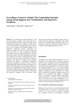 The Longitudinal Interplay Among Social Support, Peer Victimization, and Depressive Symptoms