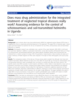 Does Mass Drug Administration for the Integrated Treatment Of
