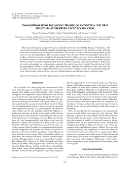 Gymnosperms from the Middle Triassic of Antarctica: the First Structurally Preserved Cycad Pollen Cone