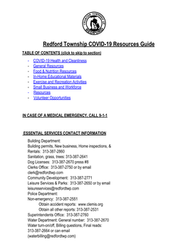 Redford Township COVID-19 Resources Guide