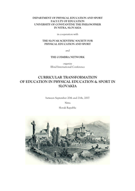 Curricular Transformation of Education in Physical Education & Sport in Slovakia