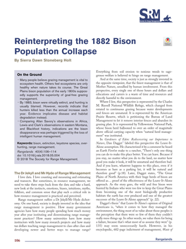 Reinterpreting the 1882 Bison Population Collapse by Sierra Dawn Stoneberg Holt