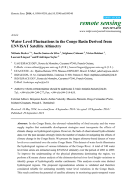 Water Level Fluctuations in the Congo Basin Derived from ENVISAT Satellite Altimetry