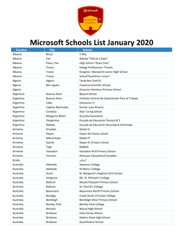 Microsoft Schools List January 2020