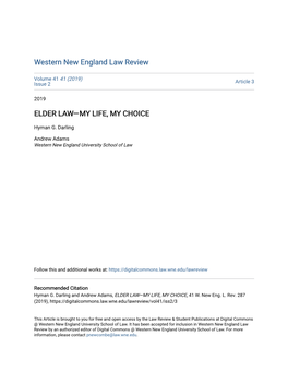 Elder Law—My Life, My Choice