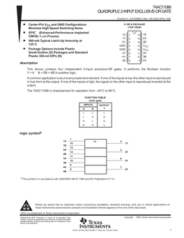 Quadruple 2-Input Exclusive-OR Gate Datasheet