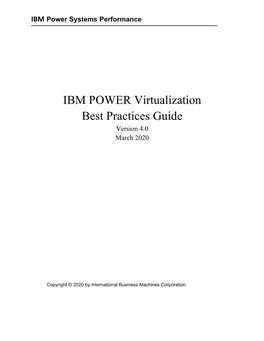 IBM POWER Virtualization Best Practice Guide