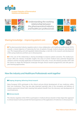 Understanding the Working Relationship Between the Pharmaceutical Industry and Healthcare Professionals Sharing Knowledge