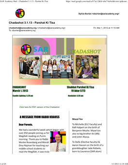 Chadashot 3.1.13 - Parshat Ki Tisa