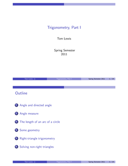 Trigonometry, Part I