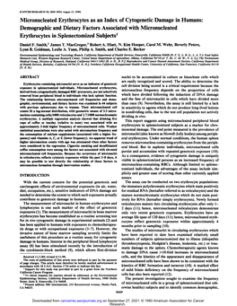 Micronucleated Erythrocytes As an Index of Cytogenetic Damage In