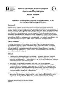 AANS/CNS Position Statement on Performing and Interpreting