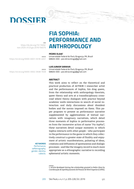 FIA SOPHIA: PERFORMANCE and Doi Issn.2525-3123.Gis.2019.156575 ANTHROPOLOGY