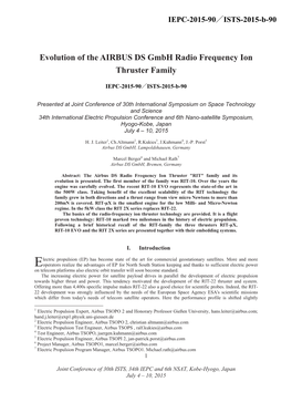 Evolution of the AIRBUS DS Gmbh Radio Frequency Ion Thruster Family