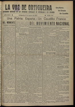 La Voz De Ortigueira Del 28 De Agosto De 1937, Nº 1110