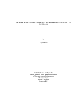 Diction for Singers: Implementing Flipped Learning Into the Diction Classroom