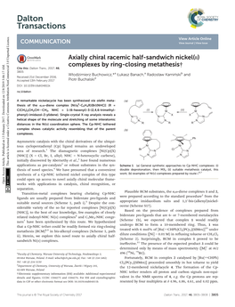 Axially Chiral Racemic Half-Sandwich Nickel(II) Complexes by Ring-Closing