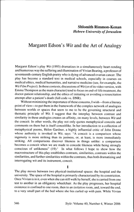 Margaret Edson's Wit and the Art of Analogy