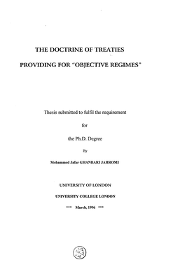 The Doctrine of Treaties Providing For" Objective Regimes"