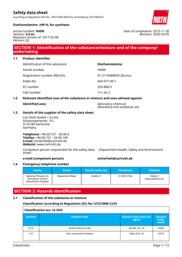 Safety Data Sheet: Diethanolamine