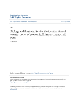 Biology and Illustrated Key for the Identification of Twenty Species of Economically Important Noctuid Pests a D