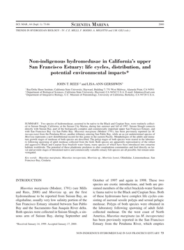 Non-Indigenous Hydromedusae in California's Upper San Francisco Estuary