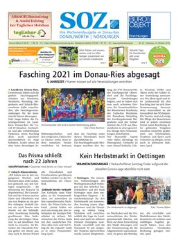 Fasching 2021 Im Donau-Ries Abgesagt