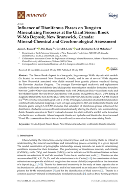 Influence of Titaniferous Phases on Tungsten Mineralizing Processes at the Giant Sisson Brook W-Mo Deposit, New Brunswick, Canad