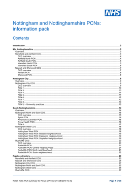 Nottingham and Nottinghamshire Pcns: Information Pack