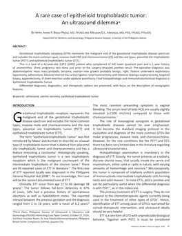 A Rare Case of Epithelioid Trophoblastic Tumor: an Ultrasound Dilemma*