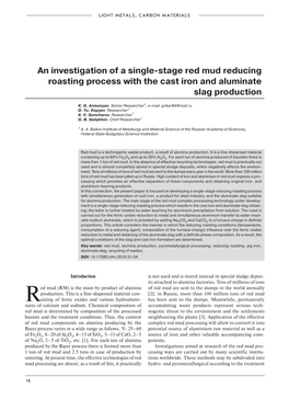 An Investigation of a Single-Stage Red Mud Reducing Roasting Process with the Cast Iron and Aluminate Slag Production