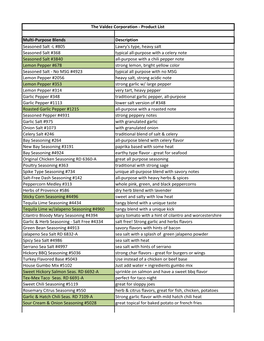 Multi-Purpose Blends Description Seasoned Salt