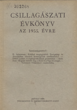 Csillagászati Évkönyv Az 1955