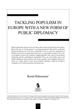 Tackling Populism in Europe with a New Form of Public Diplomacy