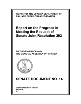 Report on the Progress in Meeting the Request of Senate Joint Resolution 292