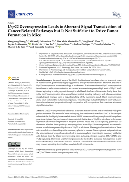 Usp22 Overexpression Leads to Aberrant Signal Transduction of Cancer-Related Pathways but Is Not Sufﬁcient to Drive Tumor Formation in Mice