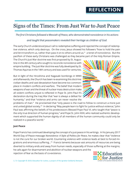 Signs of the Times: from Just War to Just Peace