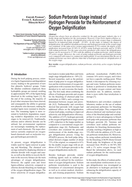 Sodium Perborate Usage Instead of Hydrogen Peroxide for the Reinforcement of Oxygen Delignification