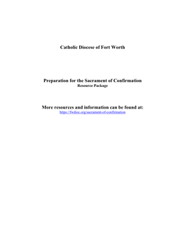 Catholic Diocese of Fort Worth Preparation for the Sacrament Of