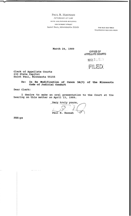 March 24, 1989 Clerk of Appellate Courts