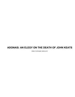 Adonais: an Elegy on the Death of John Keats